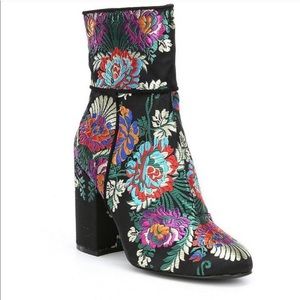 Steve Madden Black Floral Brocade Booties